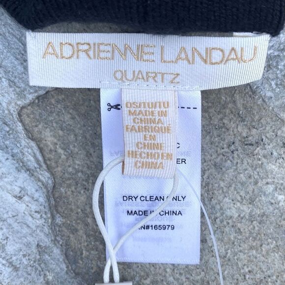 NWT New Adrienne Landau Crystal & Faux Fur Beanie Hat Black OS Winter Warm Bling main image 5